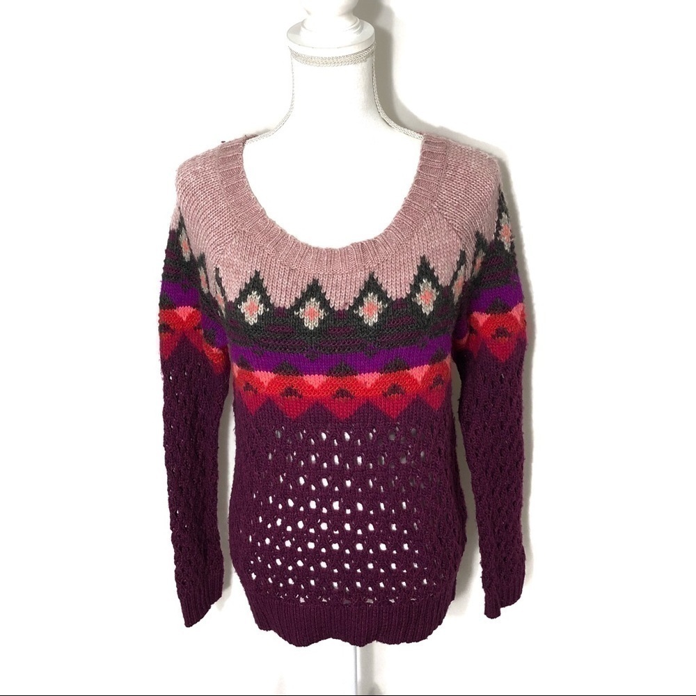 American Eagle Knit Sweater Medium Pink Scoop Neck